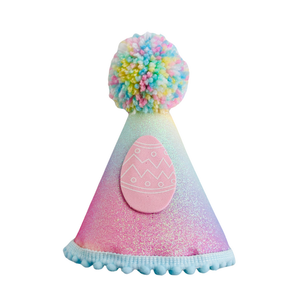  Coco & Pud Pastel Rainbow Glitter Pink Egg Easter Dog Party Hat