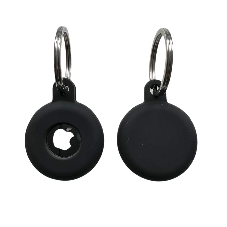 Coco & Pud Black AirTag Holder ring mounted front and back