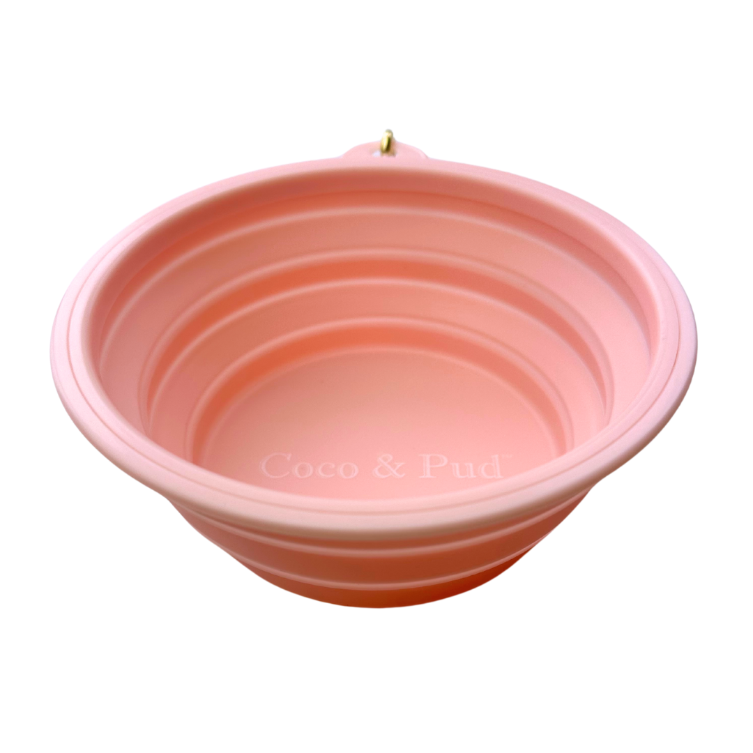Coco & Pud Collapsible Portable Silicone Travel Dog Bowl  Light Pink