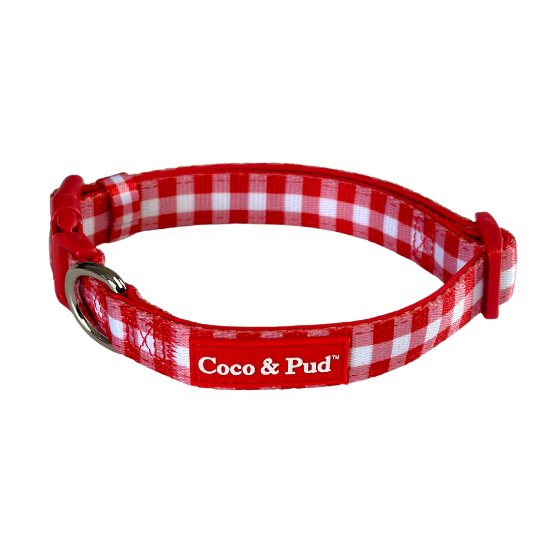 Gingham Red Dog Collar