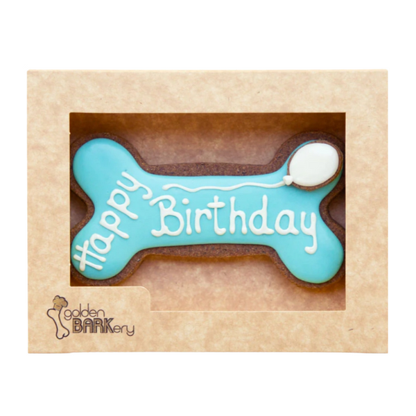 Coco & Pud Golden Barkery Dog Biscuits - Happy Birthday Dog Bone Blue
