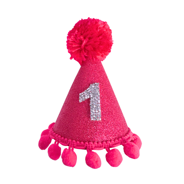 Coco & Pud Hot Pink Birthday Silver Number Party Hat