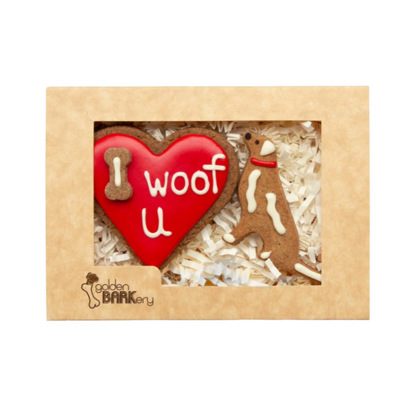 Coco & Pud Valentine's Day Dog Treats - I woof U Homemade Dog Biscuits Red