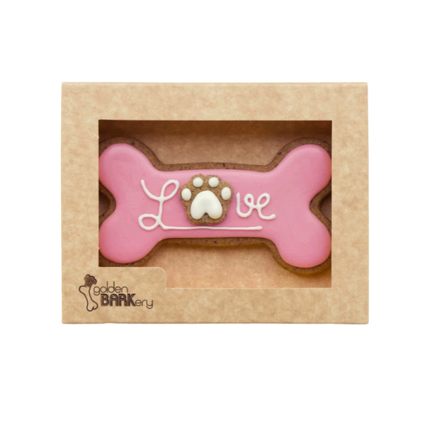 Valentine's Day Dog Treat - LOVE Dog Bone Biscuit Pink