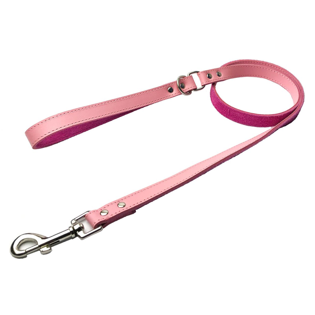 Pink leather dog sales leash