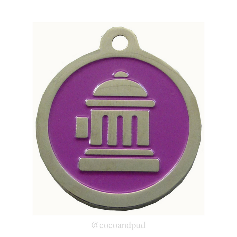 Fire Hydrant ID Tag Purple Silver