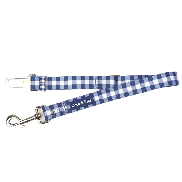 Coco & Pud Gingham French Navy Car Seat Belt Restraint