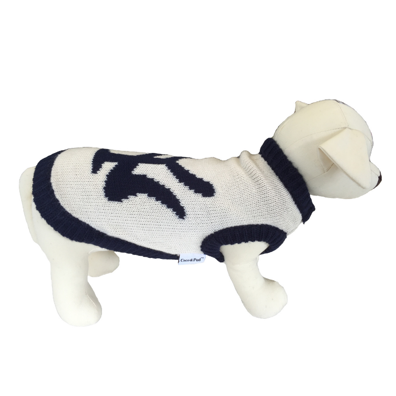 Coco & Pud New York Dog Sweater - Cream/ Navy