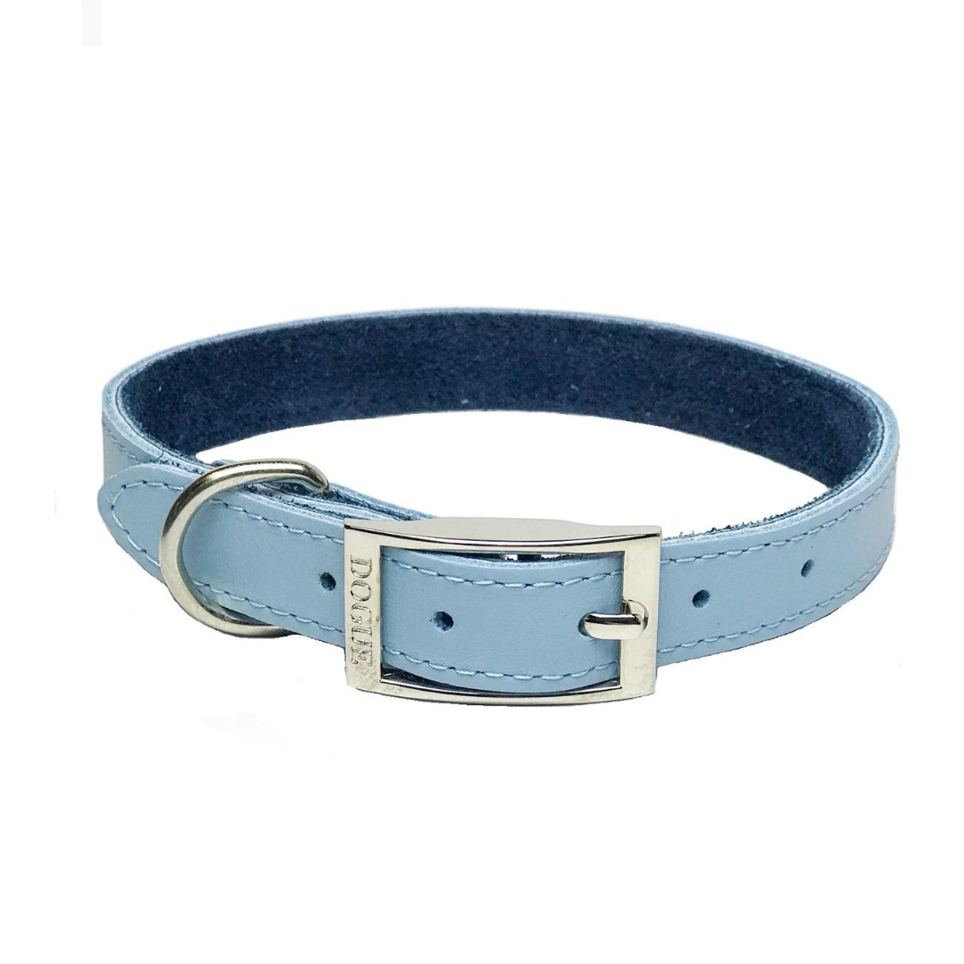 Baby blue leather dog collar hotsell