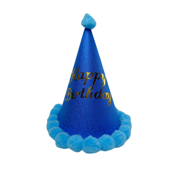 Blue Glitter Pet Party Hat  