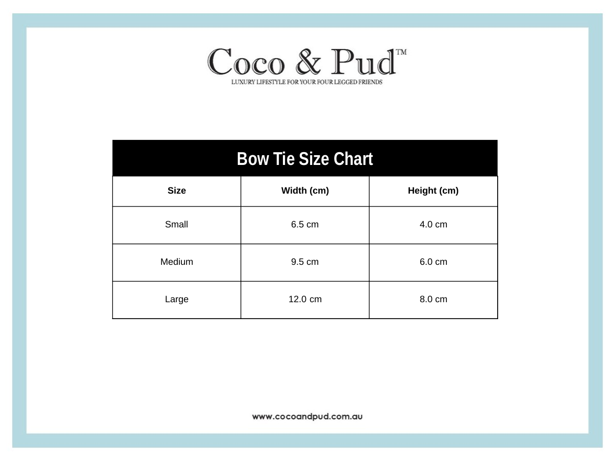Coco & Pud Bowt Tie Size Chart