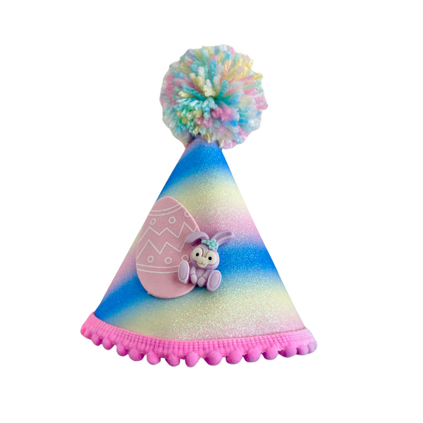  Coco & Pud Pastel Rainbow Glitter Egg & Bunny Easter Dog Party Hat