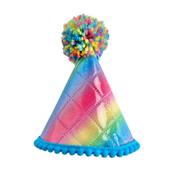 Coco & Pud Shiny Rainbow Glitter Dog Party Hat