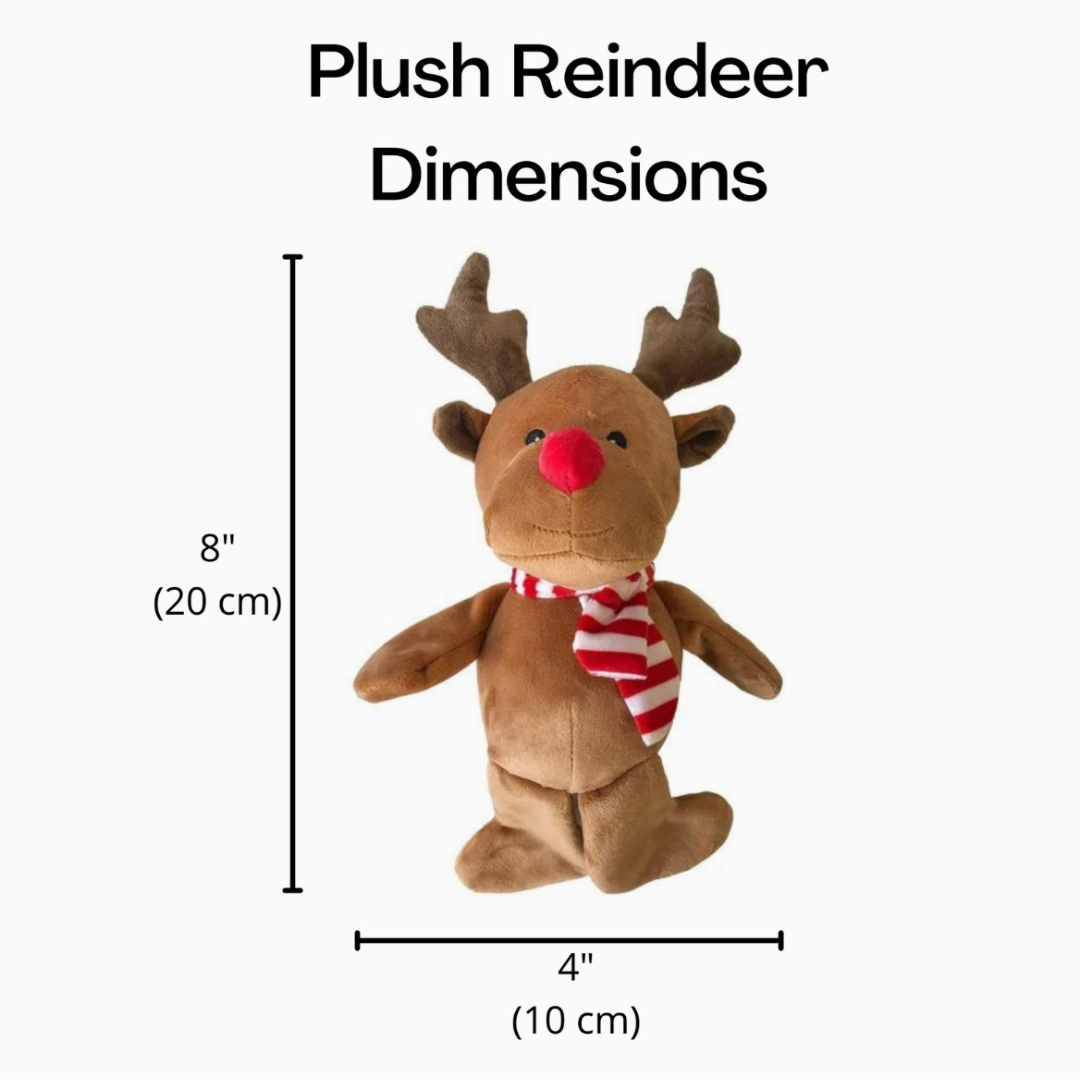 Coco and Pud Christmas Reindeer Plush Dog Toy with Scarf