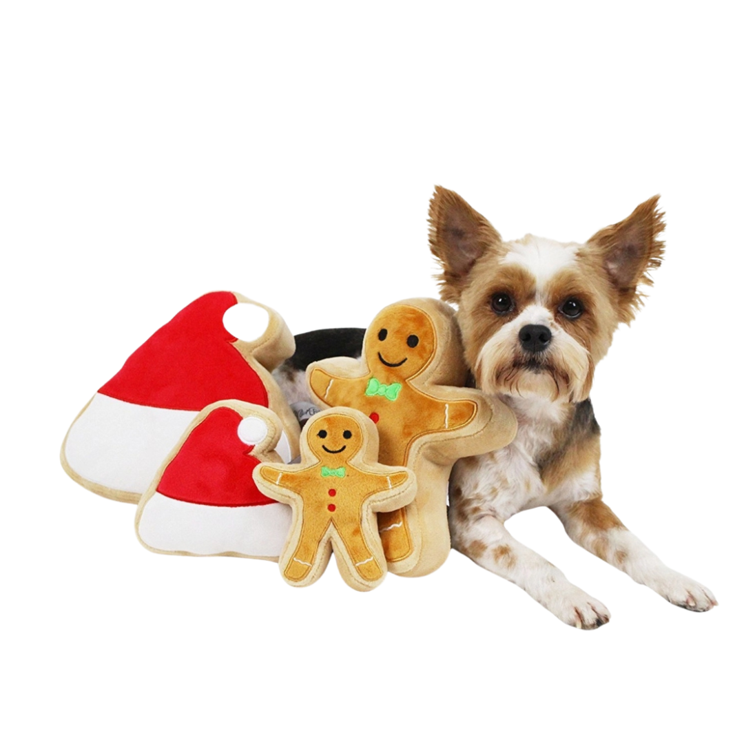 Coco and Pud Christmas Sugar Cookie Christmas Plush Dog Toy (Santa Hat)