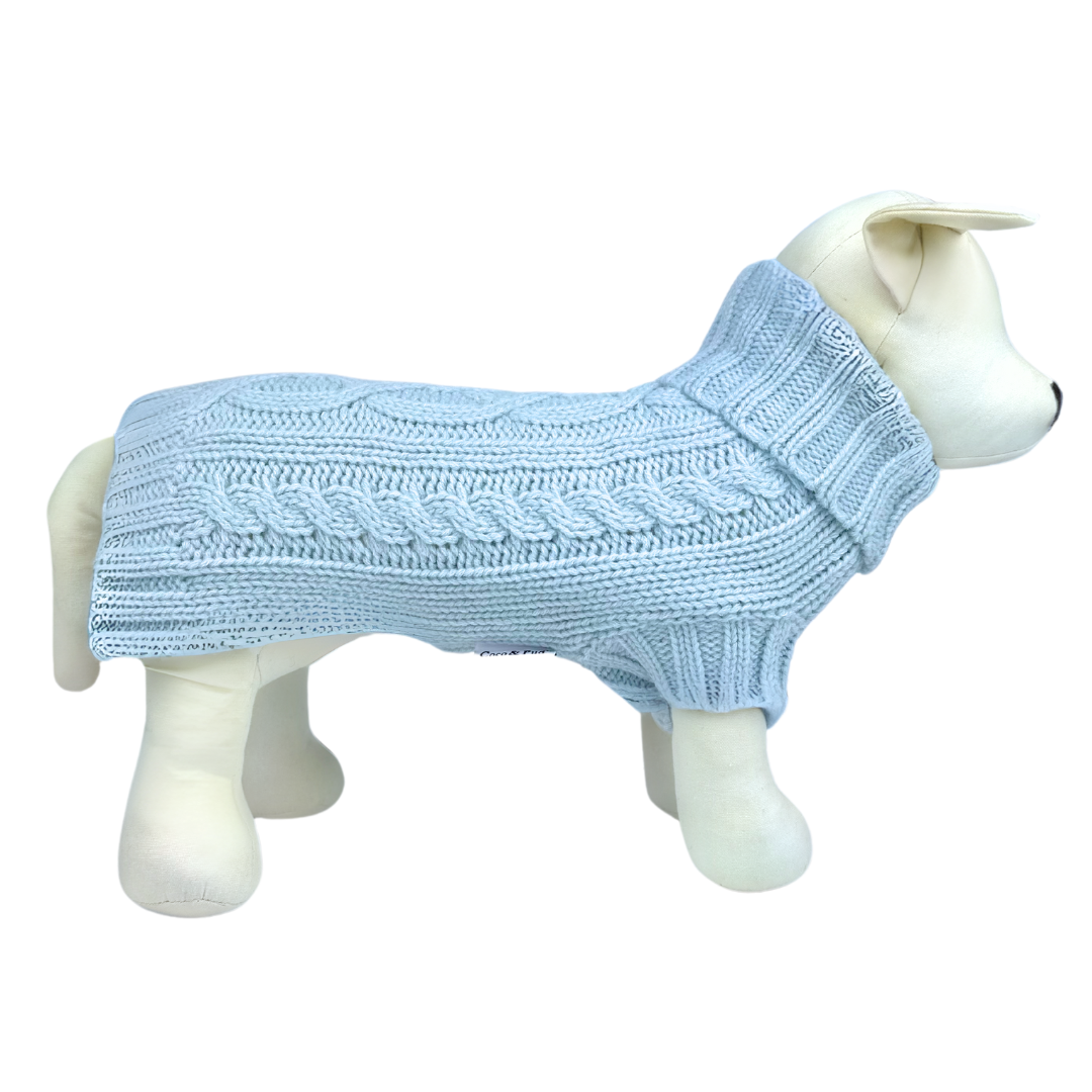 Coco & Pud Coco Cable Dog Sweater/ Dog Jumper - Powder Blue
