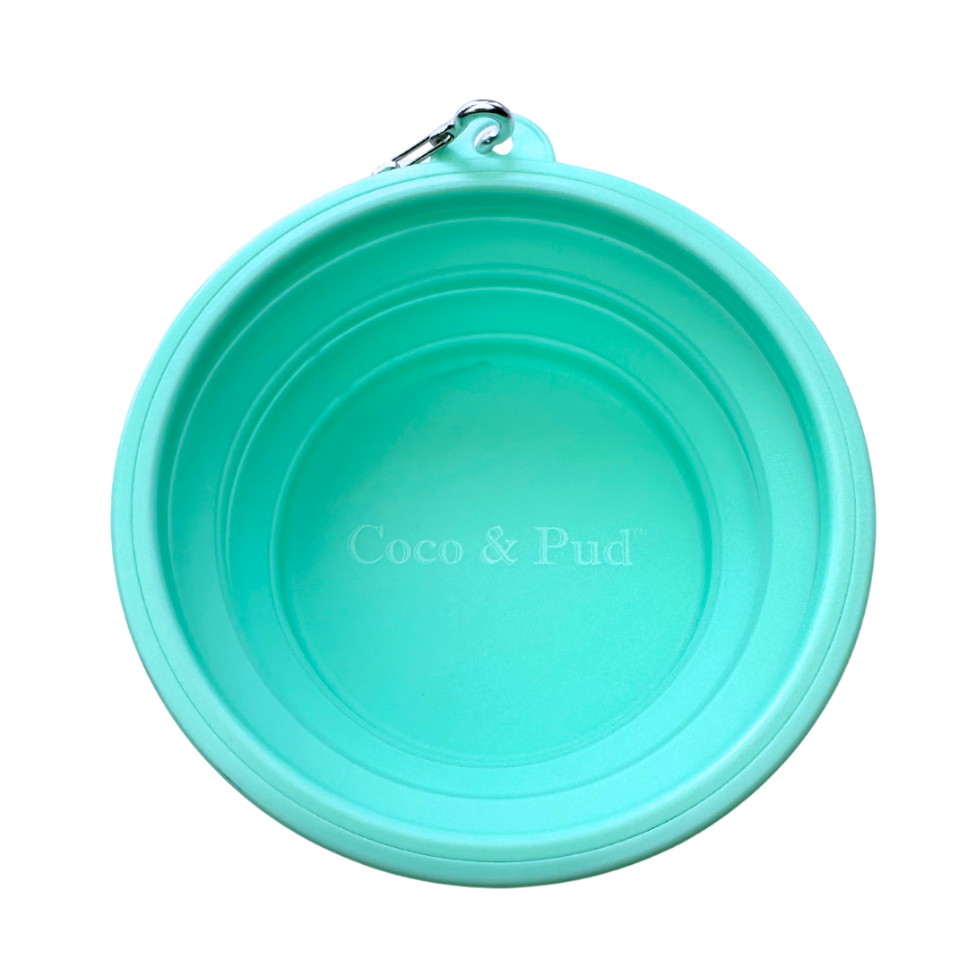Coco &amp; Pud Collapsible Portable Silicone Travel Dog Bowl - Azure