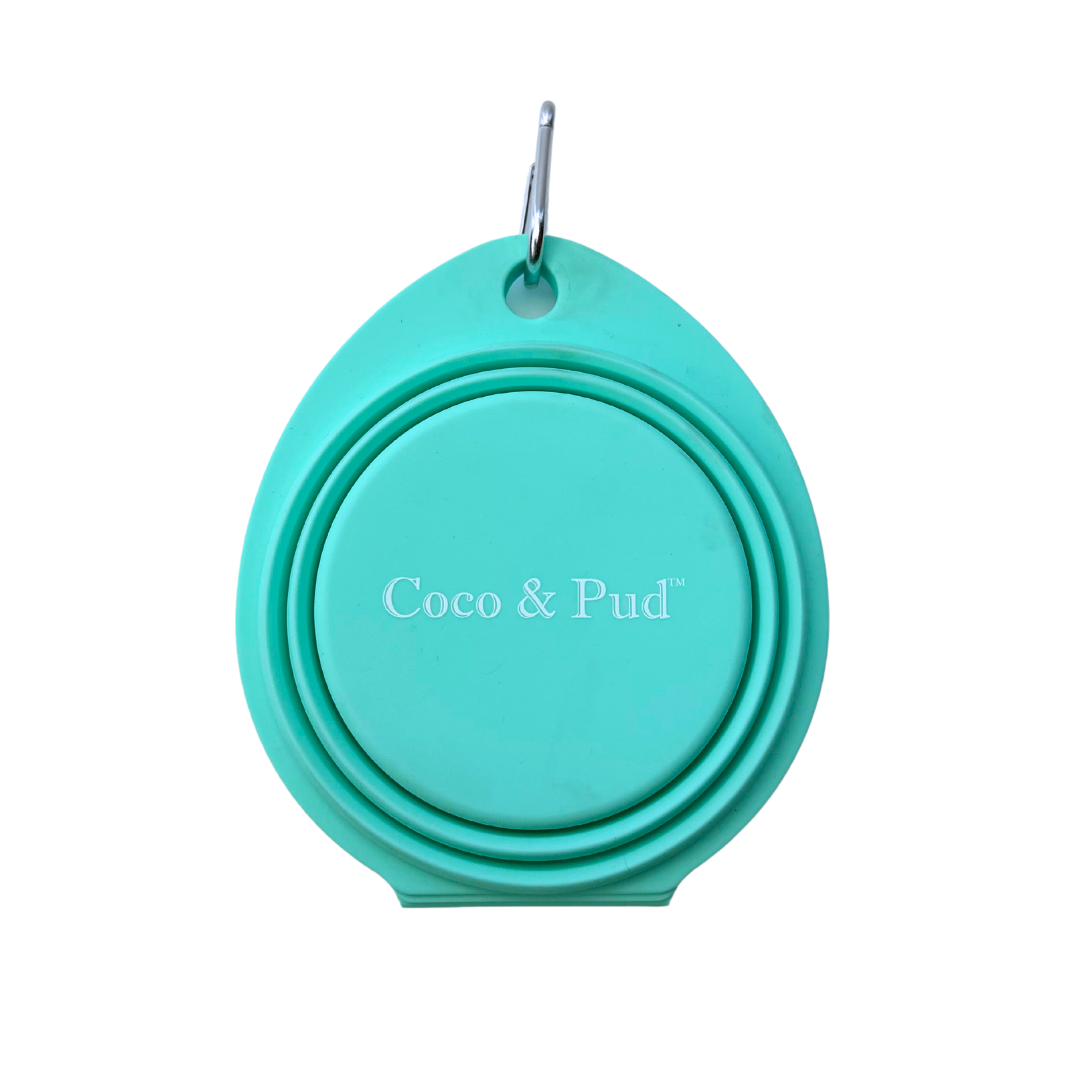 Coco & Pud Collapsible Portable Silicone Travel Double Dog Bowl 