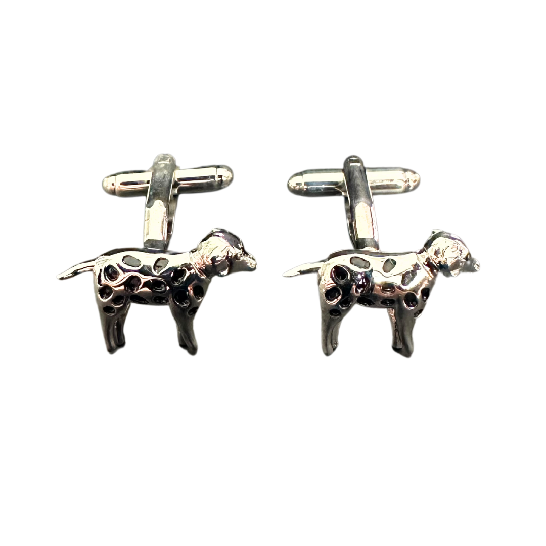 Coco & Pud Dalmatian dog shiny silver men's cufflinks