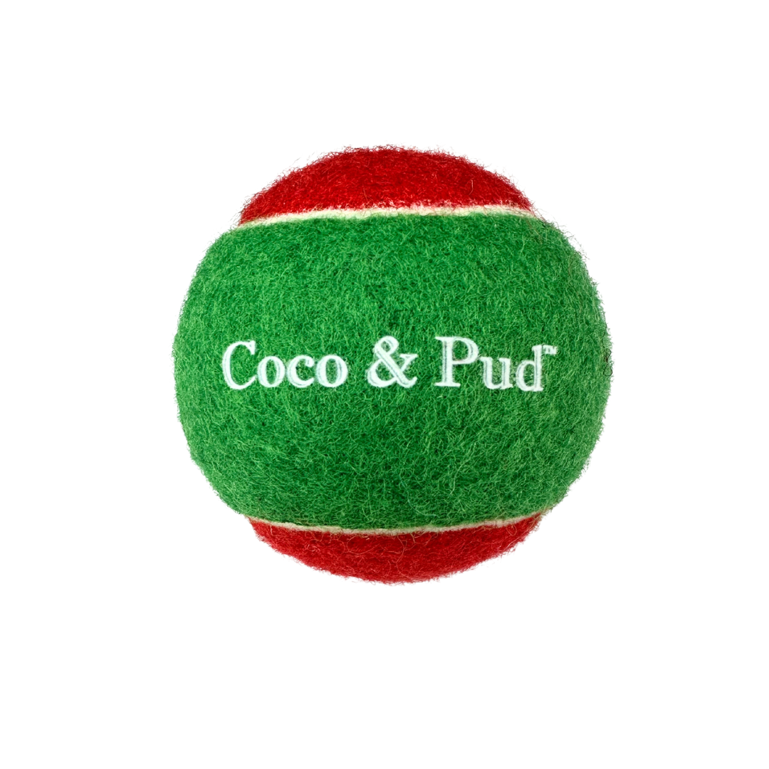 Coco & Pud Dog Tennis Ball - Red/Green