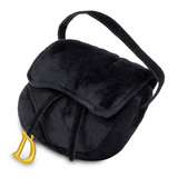 Coco & Pud Dogior Saddle handbag dog toy black plush with inside squeaker and embroidered D detail Muttzie