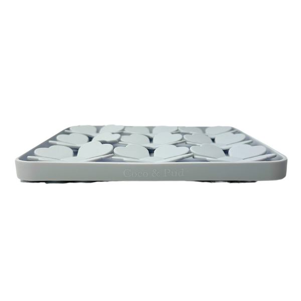 Coco & Pud Flower Slow Feeder Non Slip mat side view - Grey