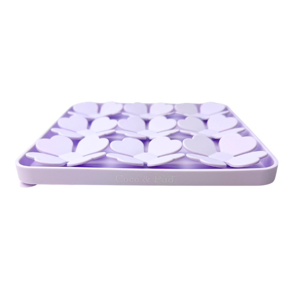 Coco & Pud Flower Slow Feeder Non Slip Mat side view - Lilac