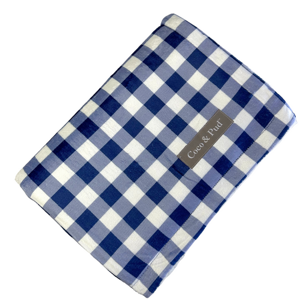 Gingham French Navy Luxe Blanket