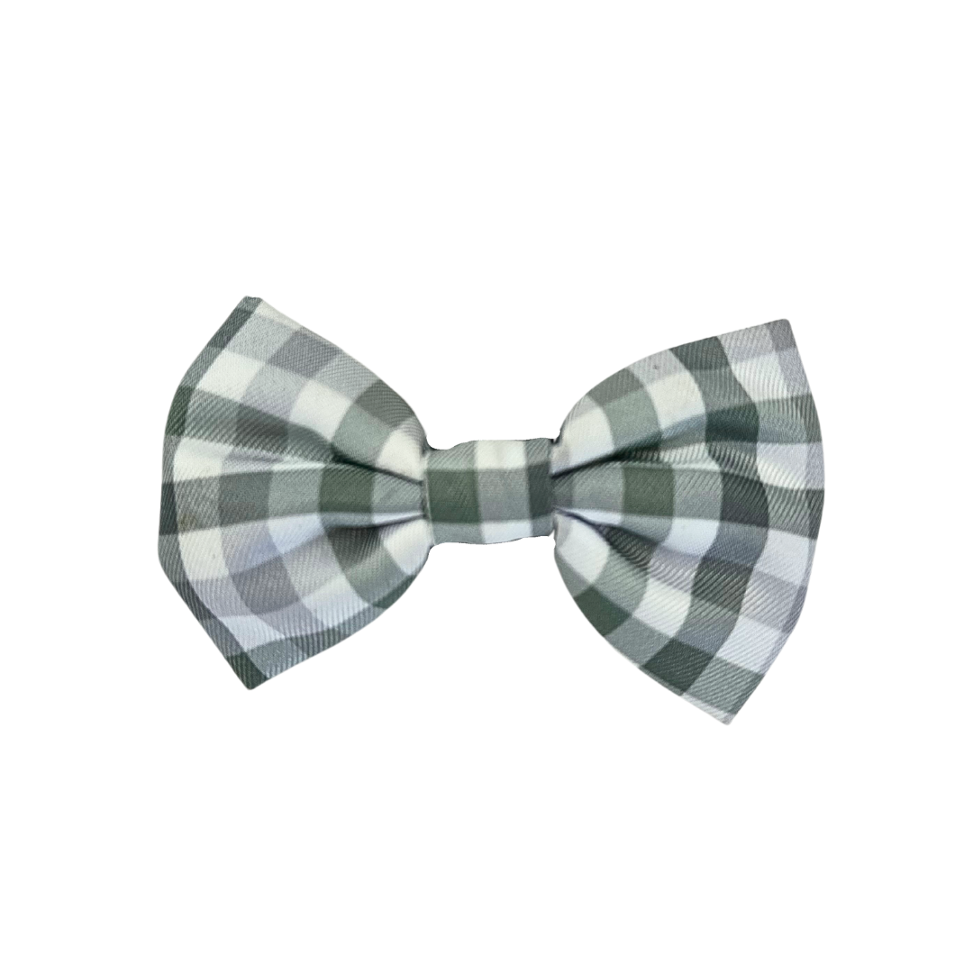 Coco & Pud Gingham Olive Grey Cat Bow ti