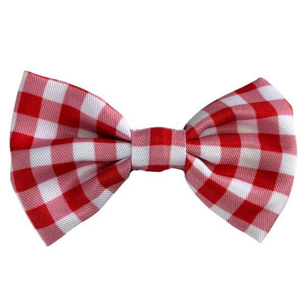 Coco & Pud Gingham Red Dog Bow tie - red check dog bow tie Australia