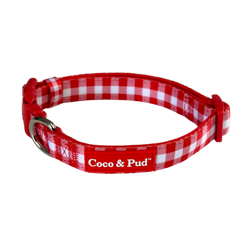 Coco & Pud Red Gingham Dog Collar
