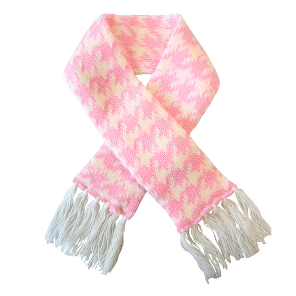 Houndstooth Pet Scarf - Pink & White