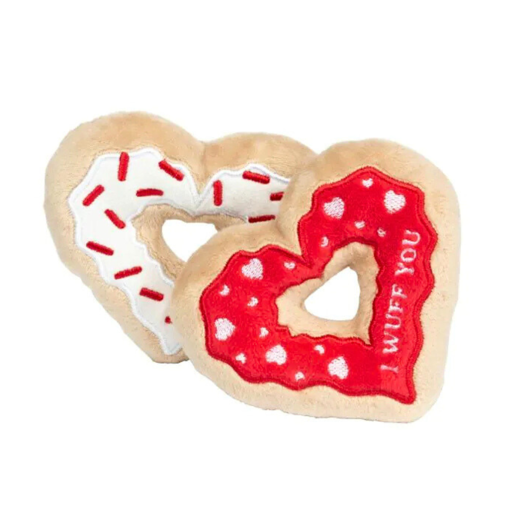 Coco & Pud Heart Donuts 2 pack Valentine's Day dog toys - Fuzzyard