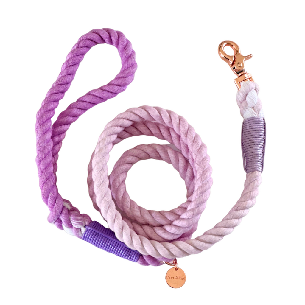 Lilac Rope Dog Lead Leash Coco Pud
