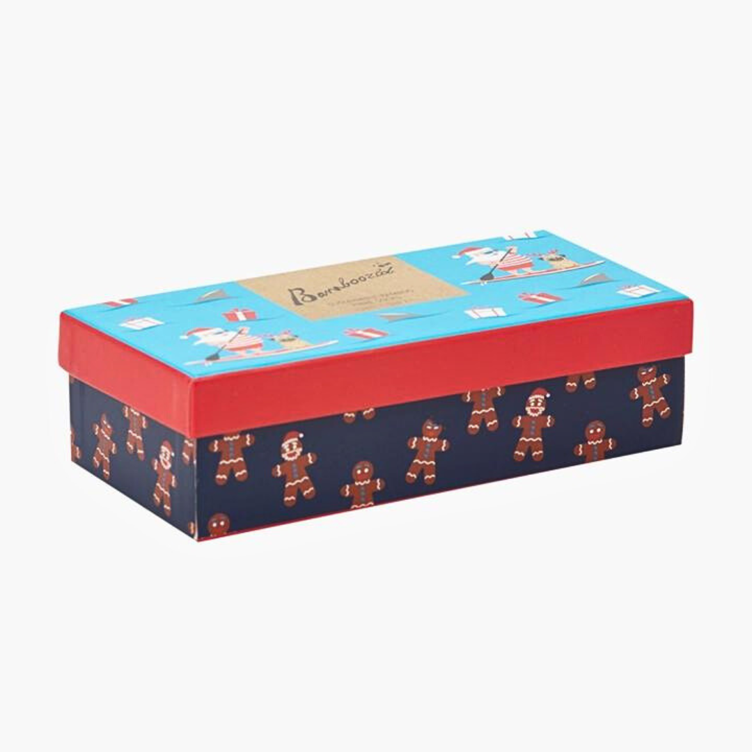 Coco & Pud Christmas Gift box of 3 pairs of Christmas themed bamboo socks from Bamboozld