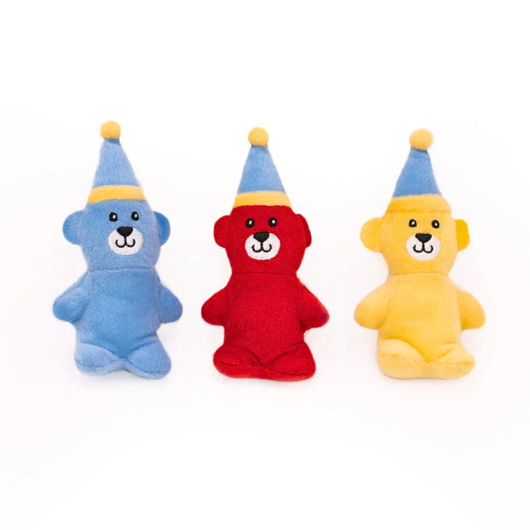 Coco & Pud Birthday Bears mini dog toys- Zippy Paws