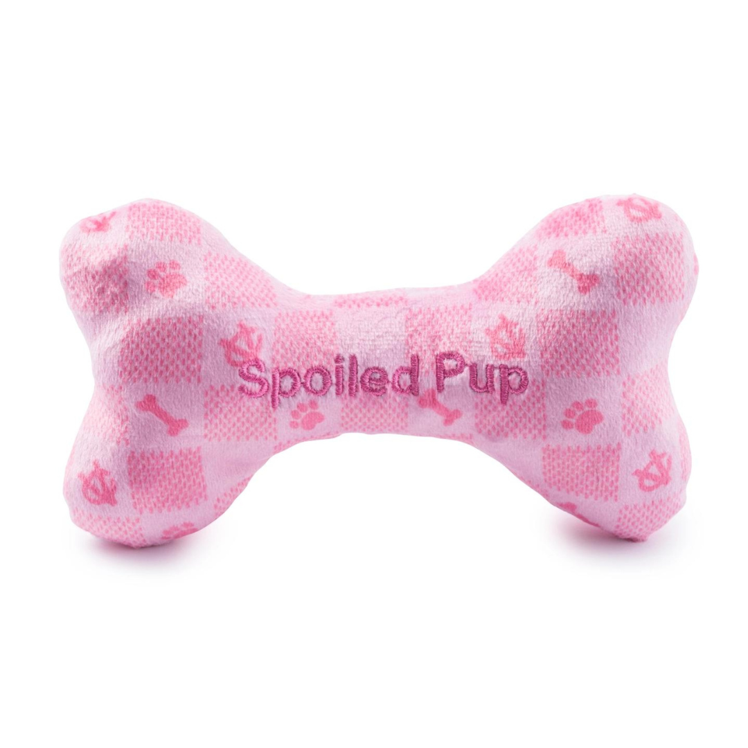 Pink Checker Chewy Vuiton Bone Dog Toy