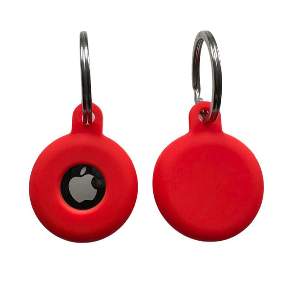 Coco & Pud Red Pet AirTag Holder ring mounted front and back