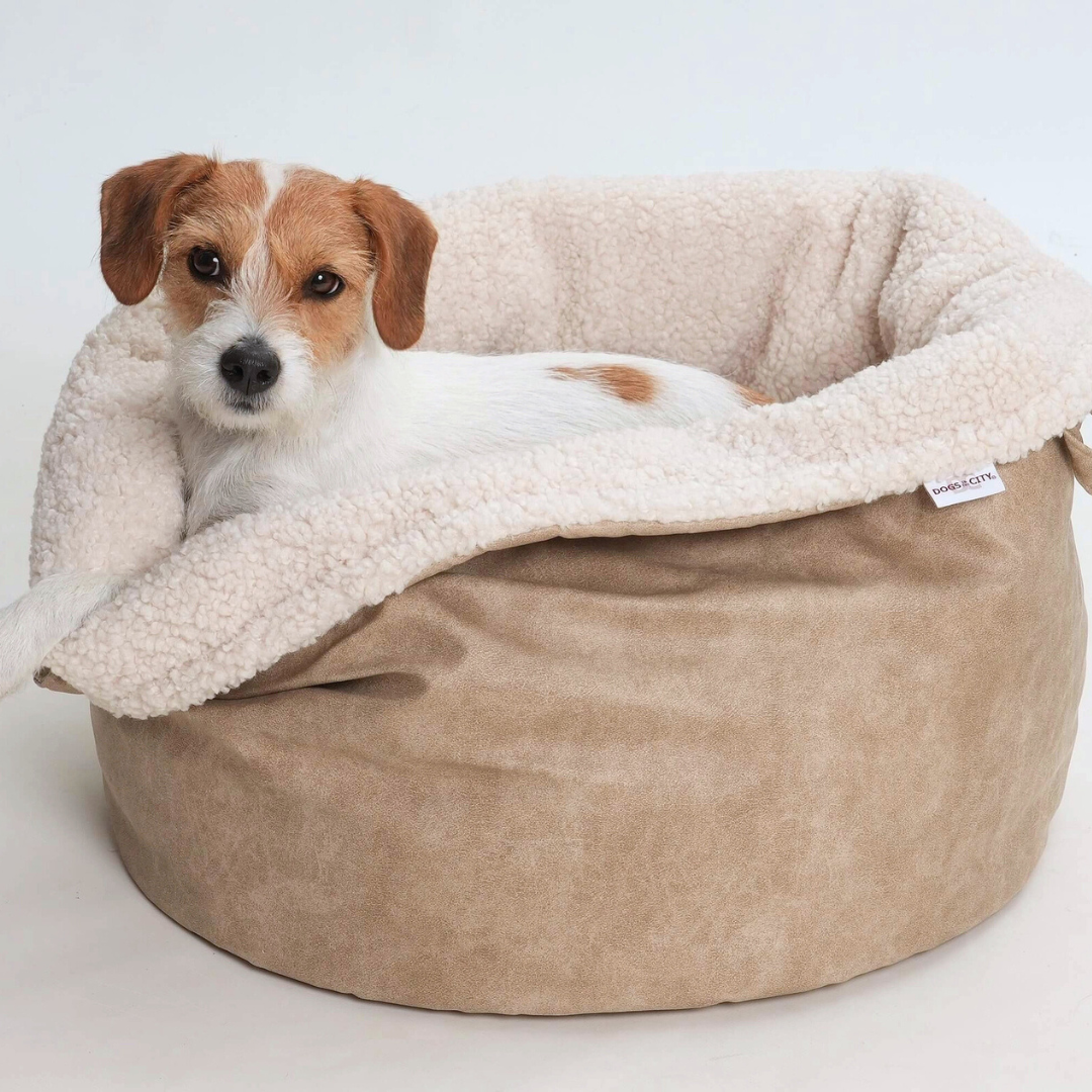 Coco & Pud Saddle Dog/ Puppy Carry Bed with puppy inside - Gravel