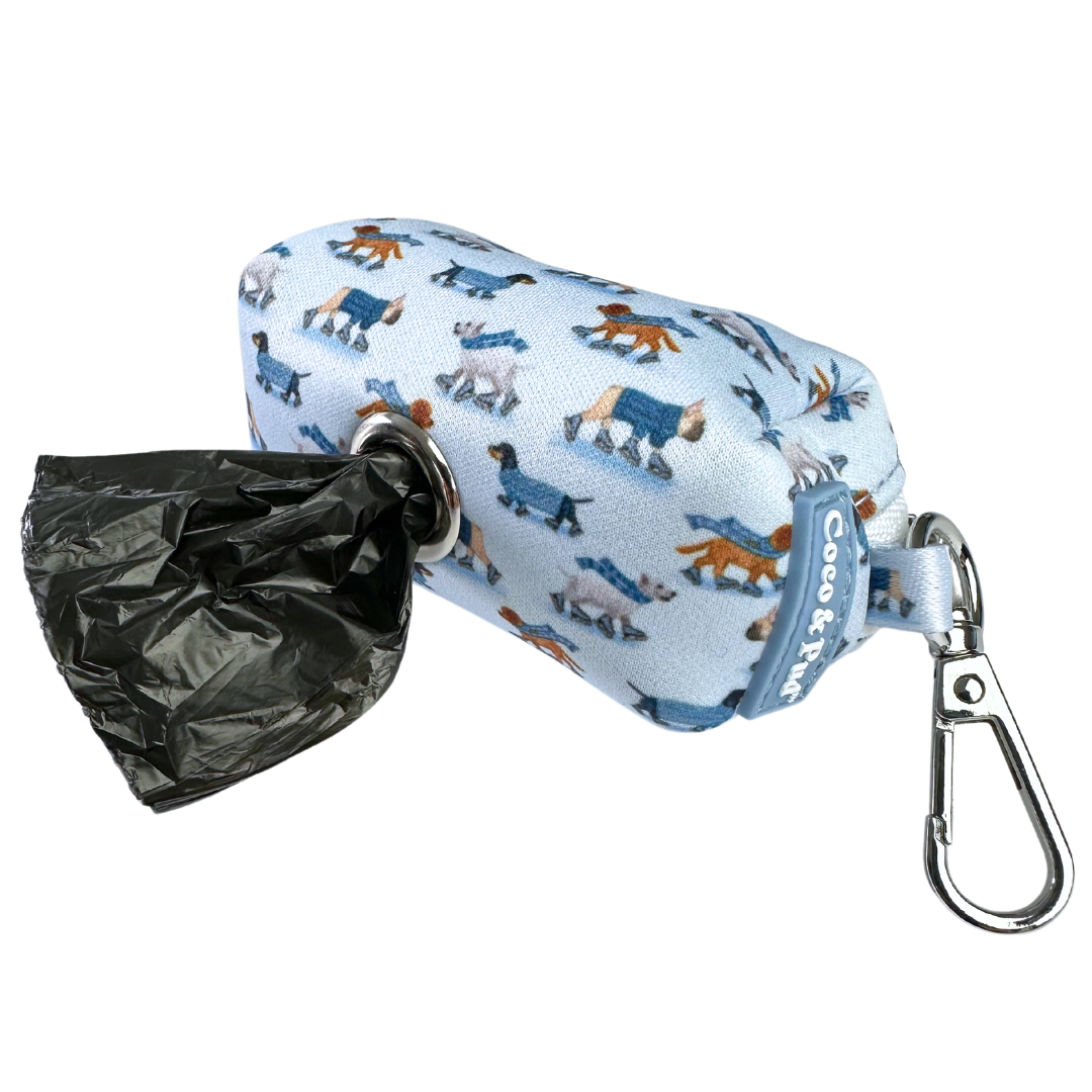 Coco & Pud Skating Dogs Waste Bag Holder with poo bag