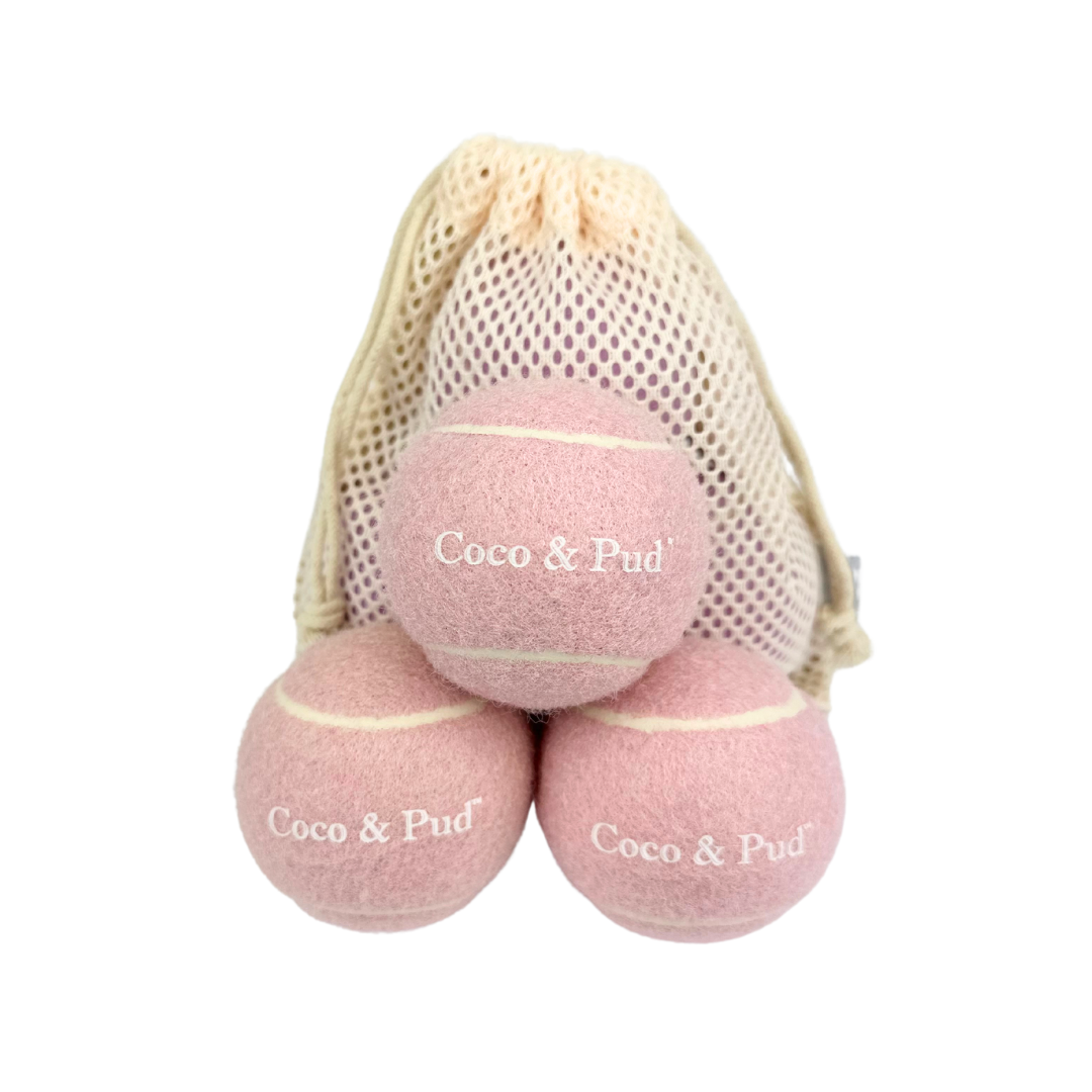 Coco & Pud Dog Tennis Ball - Light Pink (3 Pack)