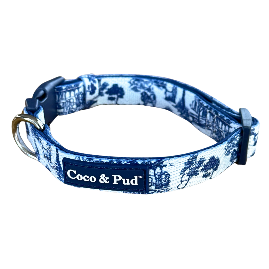 Coco &  Pud Toile de Chien Navy Dog Collar