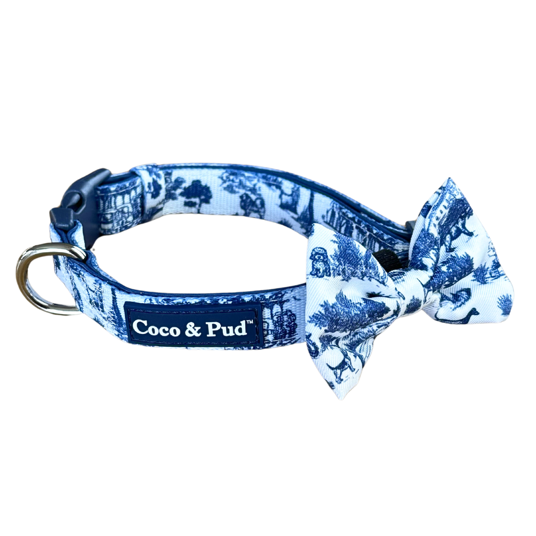 Coco & Pud Toile de Chien Navy Dog Collar