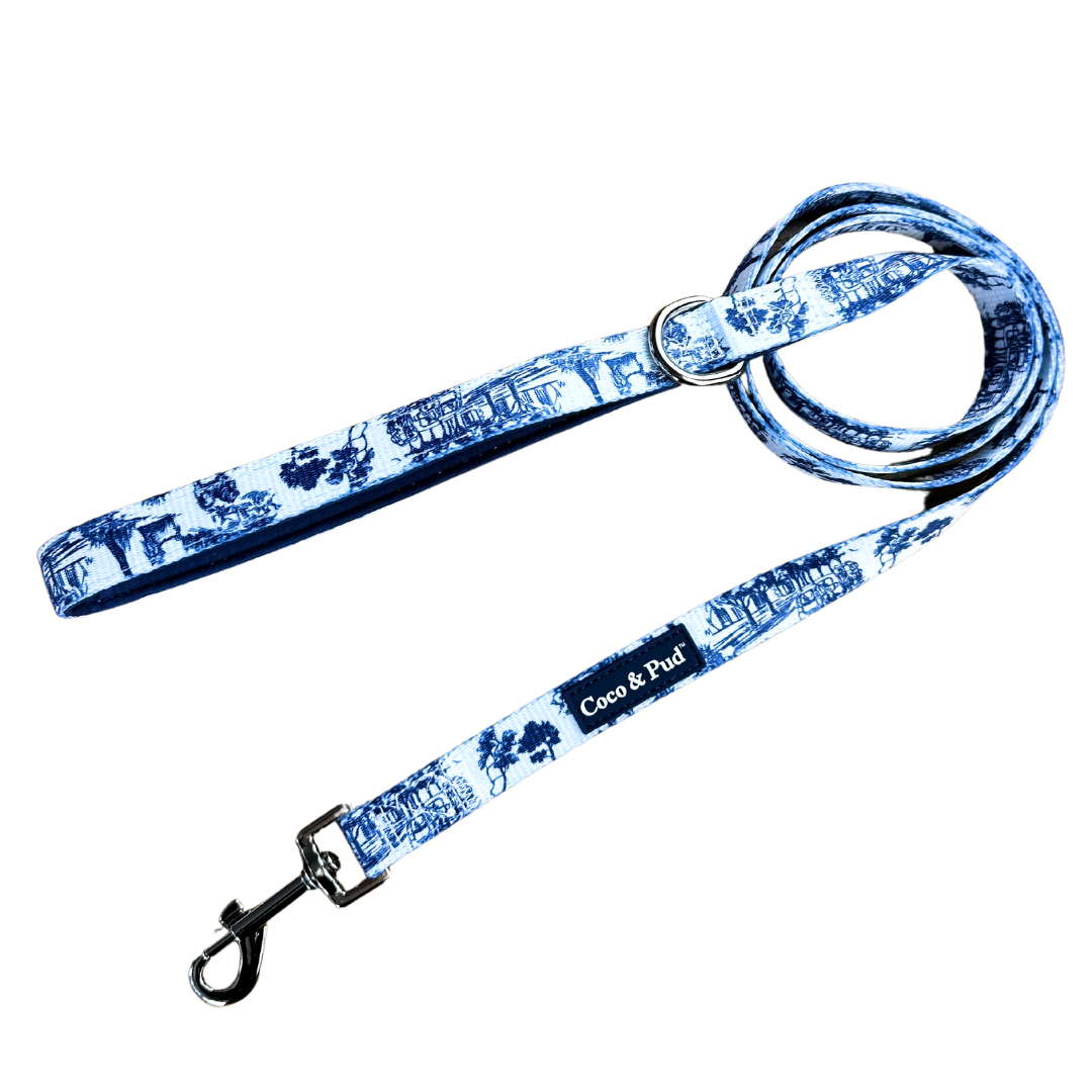 Coco & Pud Toile de Chien Navy Dog Lead/Leash