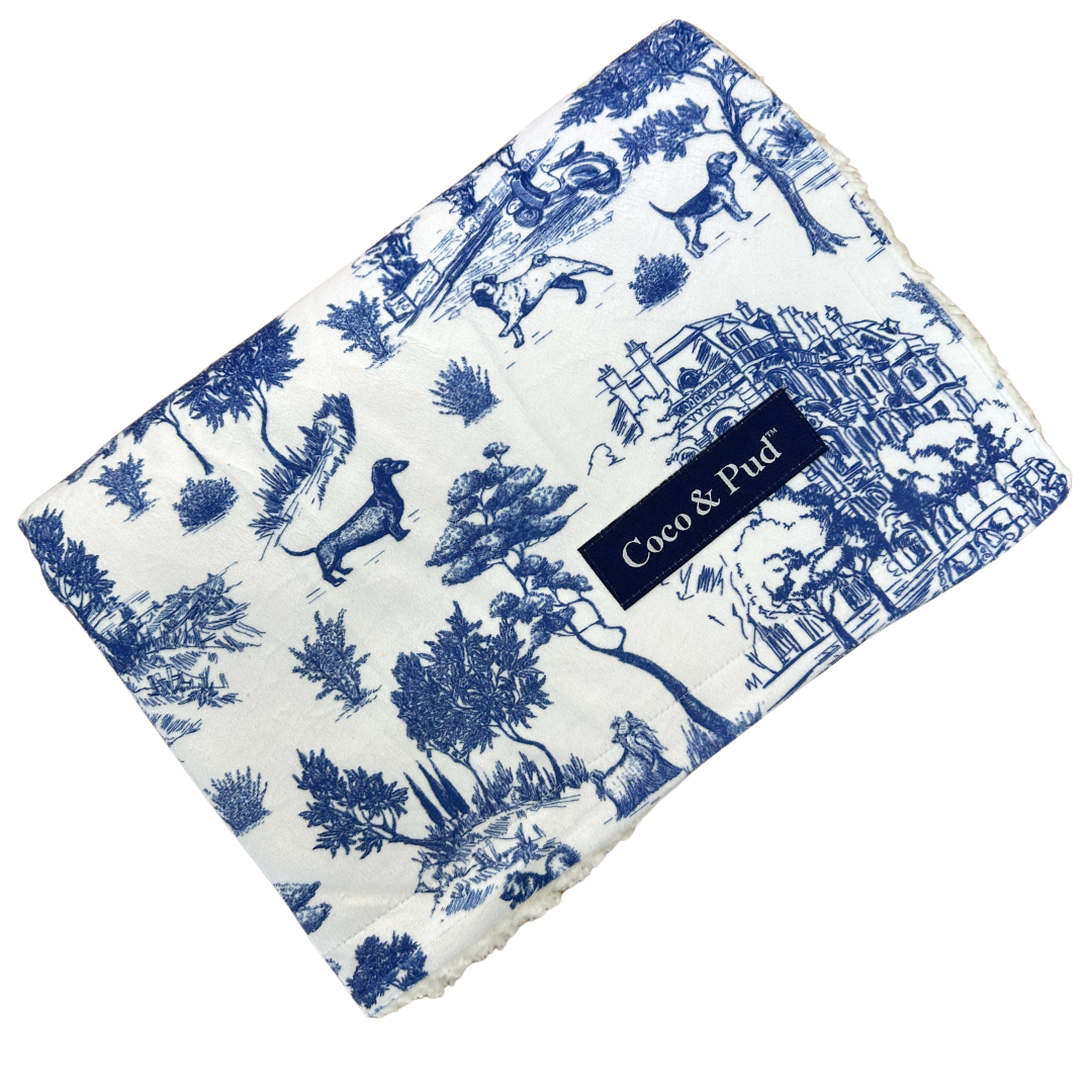 Coco & Pud Toile de Chien Navy Pet Blanket