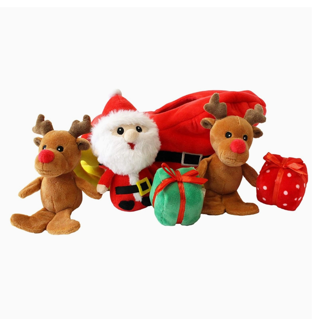 Coco and Pud Santa Sleigh Find A Toy Christmas Dog Toy