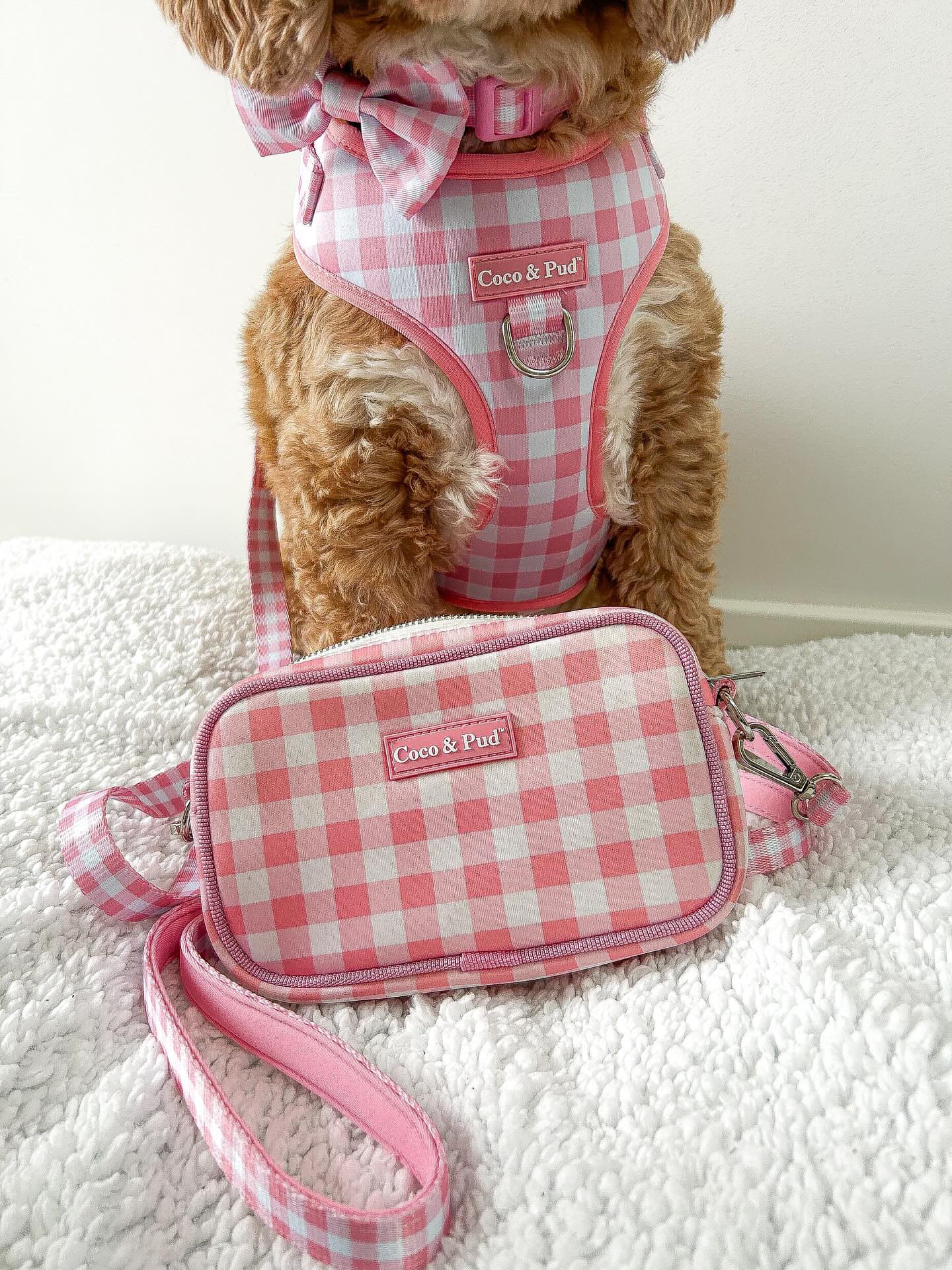 Gingham 'Dog Walking' Crossbody/Waist Bag - Rose