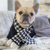 Coco &  Pud Houndstooth dog scarf -Black & white with French bulldog