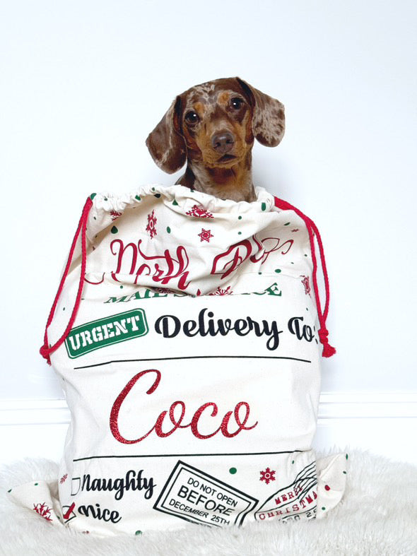 Coco & Pud Perseonalised Christmas Santa Sack 