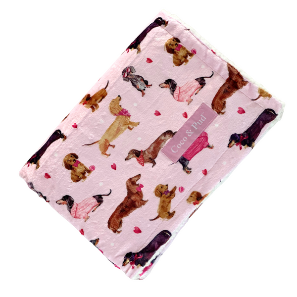 Coco & Pud Doxie Rose Luxe Pet Blanket